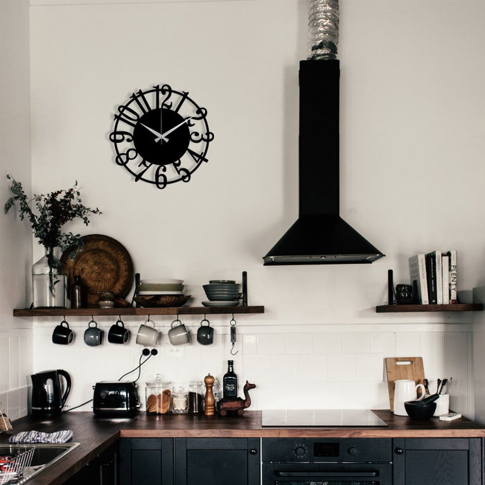 Wallity Enzoclock - S006 Reloj de pared decorativo de metal negro
